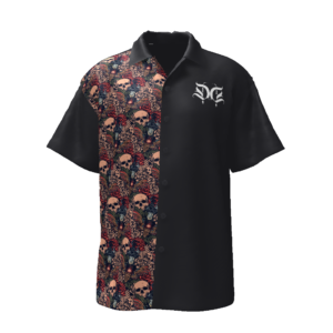Floral Skull Collared Shirt