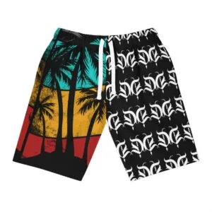 Summer Vibes streetwear shorts — distressed flag palm tree design — Drip Delinquent