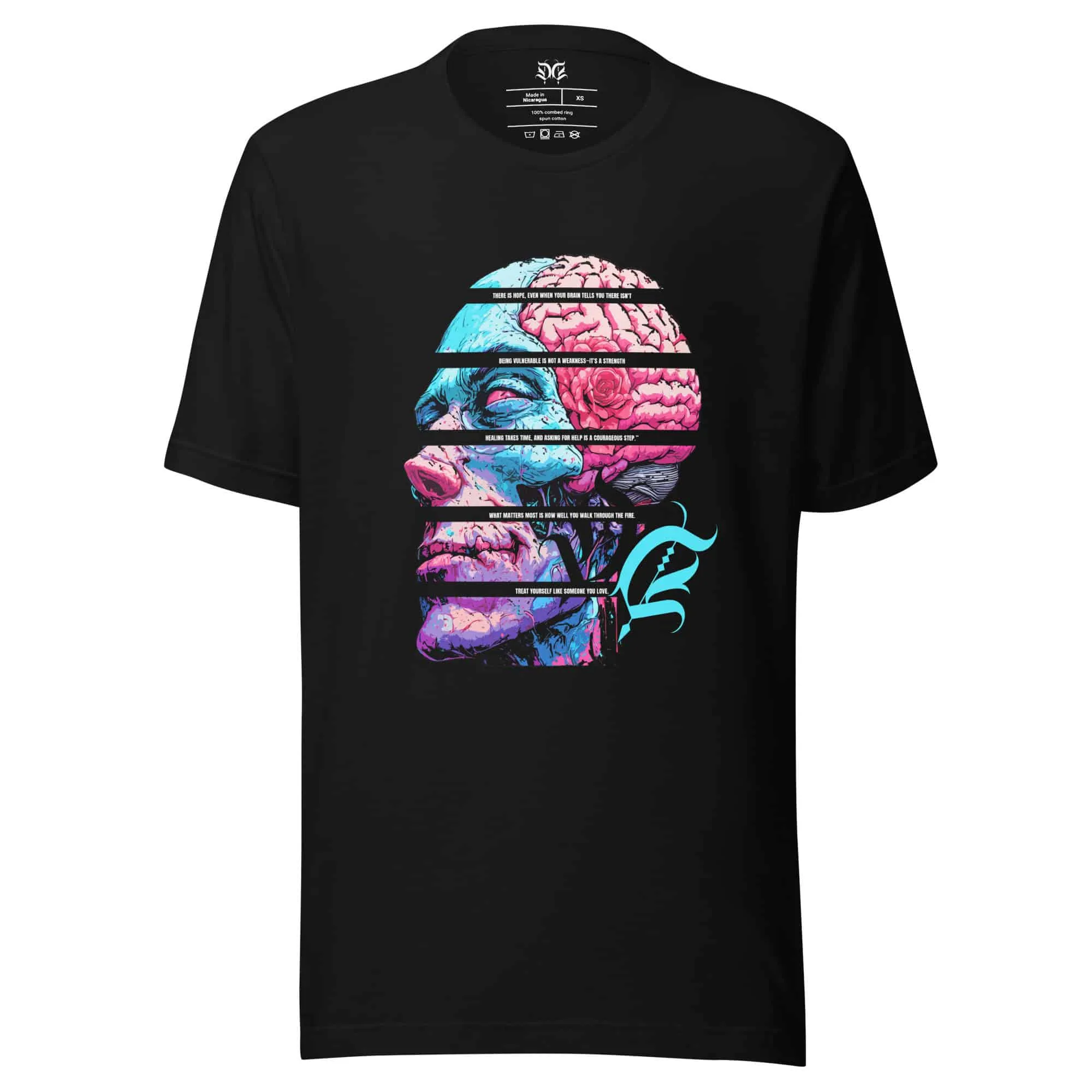 Mental Z mental health graphic tee — colorful zombie with mental health quotes — Drip Delinquent